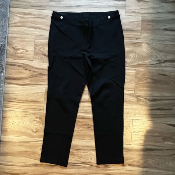 Anne Klein Textured Skinny Black Dress Pant - Picture 1 of 7